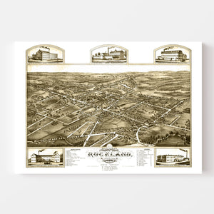 Vintage Map of Rockland, Massachusetts 1881