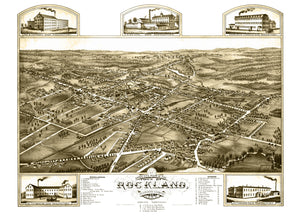 Vintage Map of Rockland, Massachusetts 1881