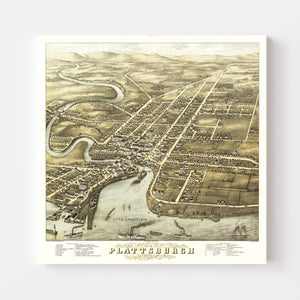 Vintage Map of Plattsburgh, New York 1877