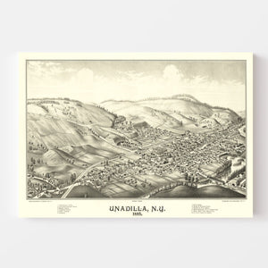 Vintage Map of Unadilla, New York 1887