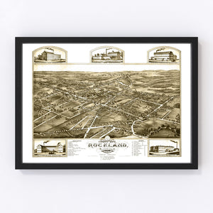 Vintage Map of Rockland, Massachusetts 1881