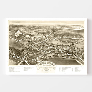 Vintage Map of Sandwich Village, Massachusetts 1884