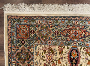Rare Turkish Hereke Silk Rug 3x5, Tree of Life Persian Vase Design, Very Fine 440 KPSI, Signed