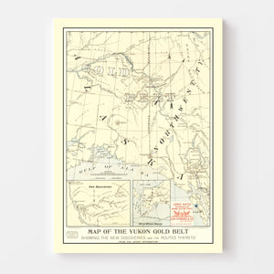 Vintage Yukon Gold Belt Map 1897