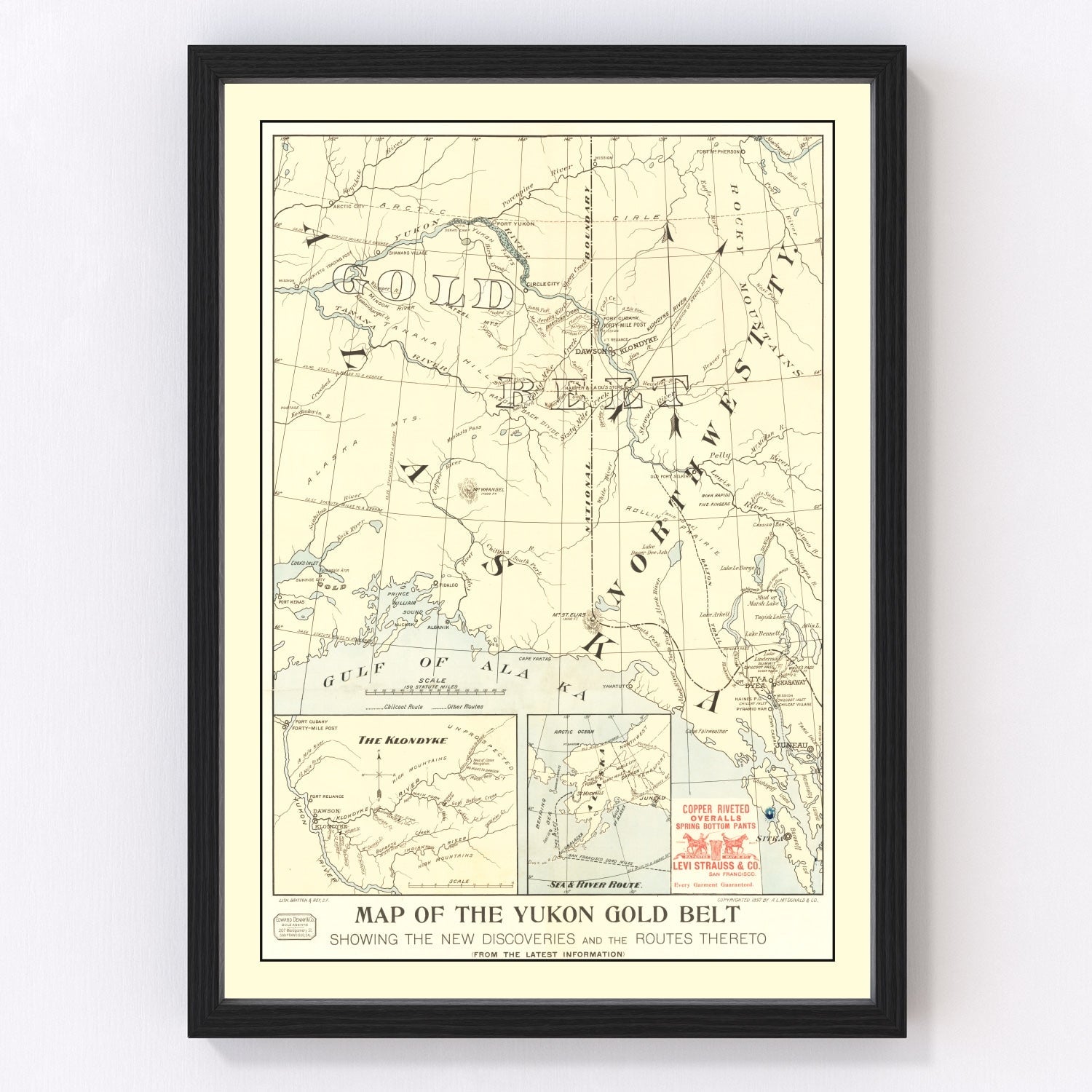 Vintage Yukon Gold Belt Map 1897