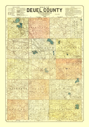 Vintage Map of Deuel County, South Dakota 1899