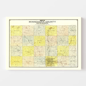 Vintage Map of Minnehaha County, South Dakota 1893