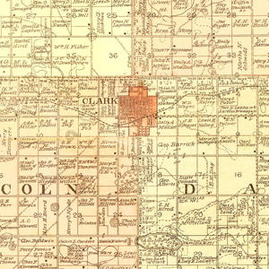 Vintage Map of Clark County, South Dakota 1900