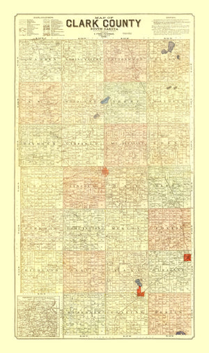 Vintage Map of Clark County, South Dakota 1900