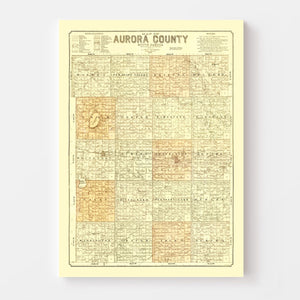 Vintage Map of Aurora County, South Dakota 1900
