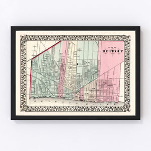 Vintage Map of Detroit, Michigan 1877