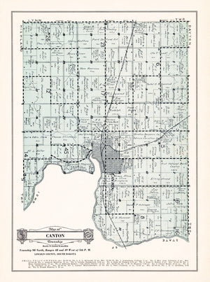 Vintage Map of Canton Township, Lincoln County, South Dakota 1929