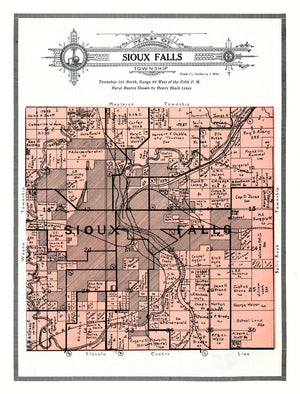 Vintage Map of Sioux Falls Township, Minnehaha County, South Dakota 1913