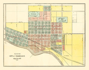Vintage Map of Vermillion, South Dakota 1894