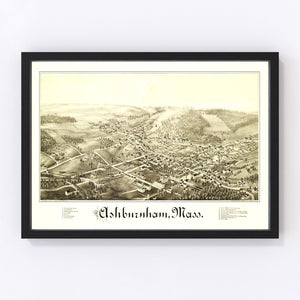 Vintage Map of Ashburnham, Massachusetts 1886