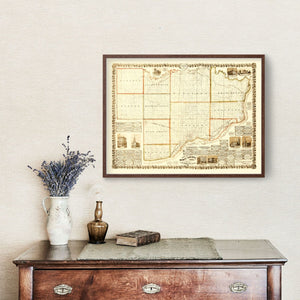 Vintage Map of Scott County, Iowa 1860