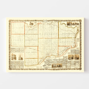 Vintage Map of Scott County, Iowa 1860