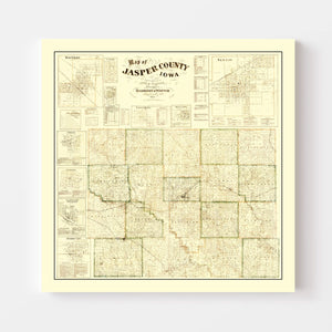 Vintage Map of Jasper County, Iowa 1871