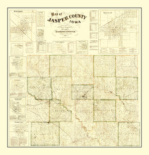 Vintage Map of Jasper County, Iowa 1871