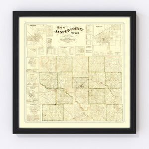 Vintage Map of Jasper County, Iowa 1871