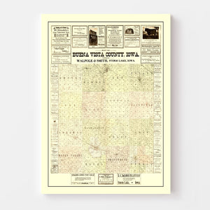 Vintage Map of Buena Vista County, Iowa 1901