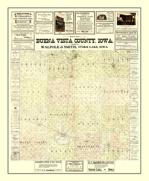 Vintage Map of Buena Vista County, Iowa 1901