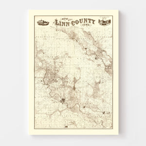 Vintage Map of Linn County, Iowa 1949