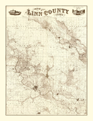 Vintage Map of Linn County, Iowa 1949