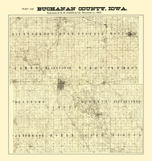 Vintage Map of Buchanan County, Iowa 1900