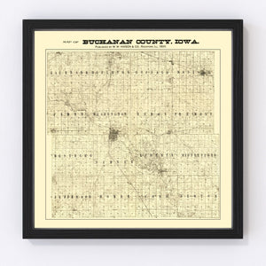 Vintage Map of Buchanan County, Iowa 1900