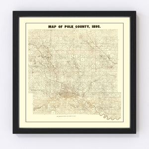 Vintage Map of Pok County, Iowa 1895