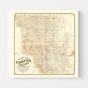 Vintage Map of Colusa County, California 1885