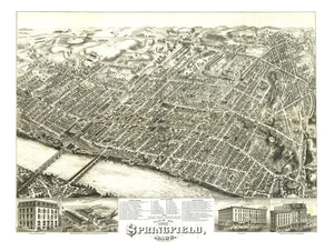 Vintage Map of Springfield, Massachusetts 1875