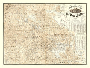 Vintage Map of Plumas County, California 1892