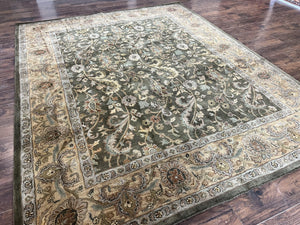 Pottery Barn Rug 8x10, Wool Hand Tufted Vintage Indian Carpet, Room Sized Wool Pile Floral Rug