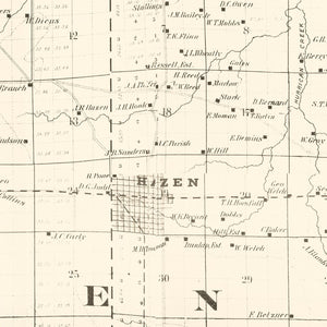 Vintage Map of Prairie County, Arkansas 1892