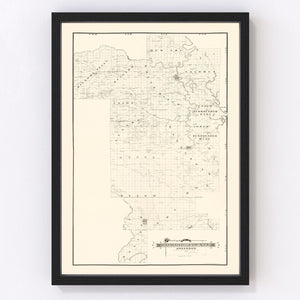 Vintage Map of Prairie County, Arkansas 1892