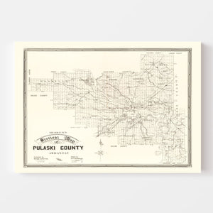 Vintage Map of Pulaski County, Arkansas 1898