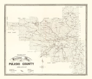 Vintage Map of Pulaski County, Arkansas 1898