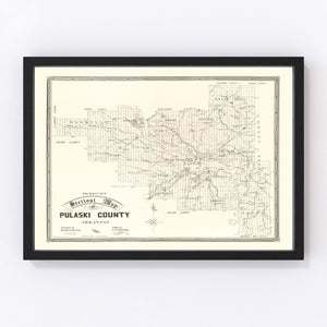 Vintage Map of Pulaski County, Arkansas 1898