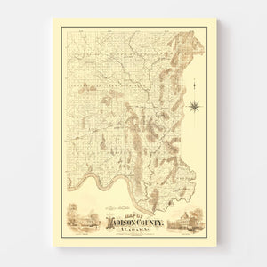 Vintage Map of Madison County, Alabama 1875