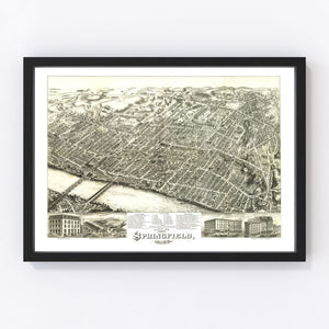 Vintage Map of Springfield, Massachusetts 1875