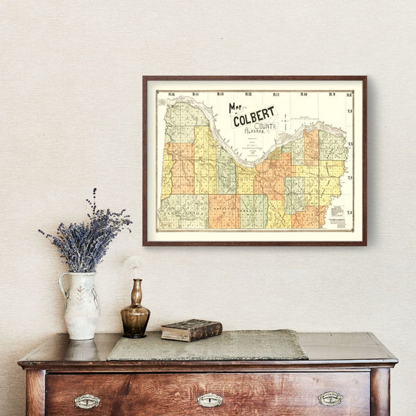 Vintage Map of Colbert County, Alabama 1896 - Home and Tower