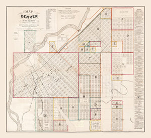 Vintage Map of Denver, Colorado 1871