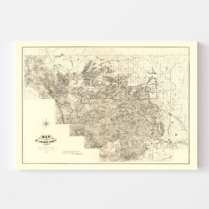 Vintage Map of Larimer County, Colorado 1884
