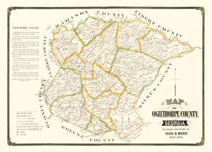 Vintage Map of Oglethorpe County, Georgia 1894