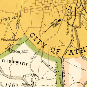 Vintage Map of Clarke County, Georgia 1893