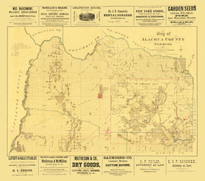 Vintage Map of Alachua County, Florida 1880