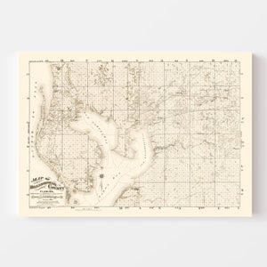 Vintage Map of Hillsborough County, Florida 1882