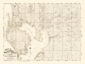 Vintage Map of Hillsborough County, Florida 1882